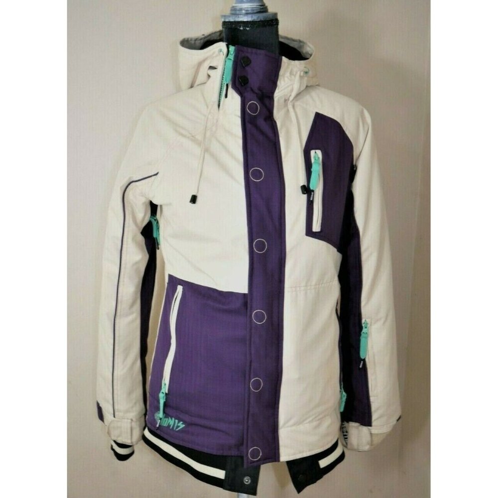 Snowboard Ski Full Zip Hoodie Insulated Purple Off White Jacket NOMIS Womens XS
